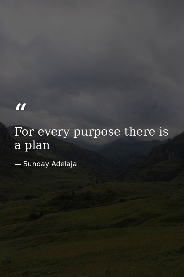 For every purpose there is a plan — Sunday Adelaja