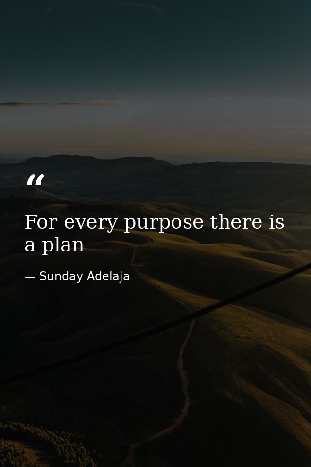 For every purpose there is a plan — Sunday Adelaja