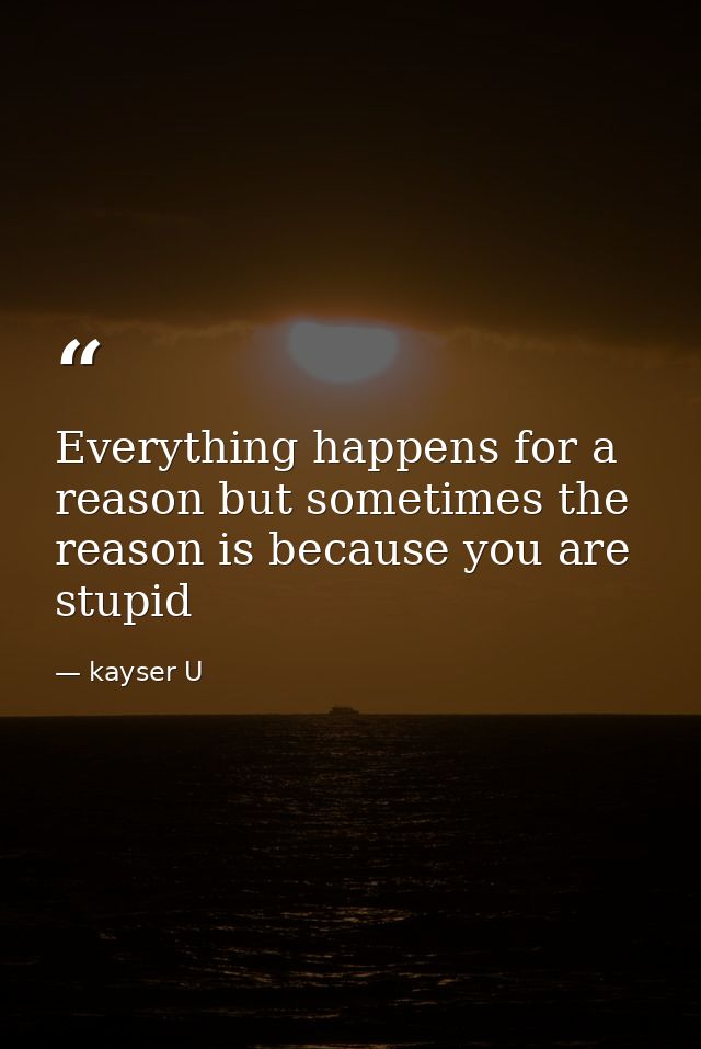Everything happens for a reason but sometimes the reason is because you are stupid — kayser U