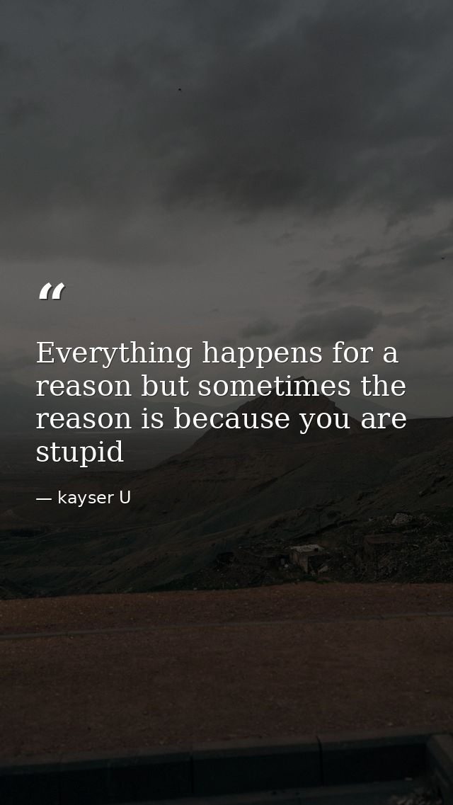 Everything happens for a reason but sometimes the reason is because you are stupid — kayser U
