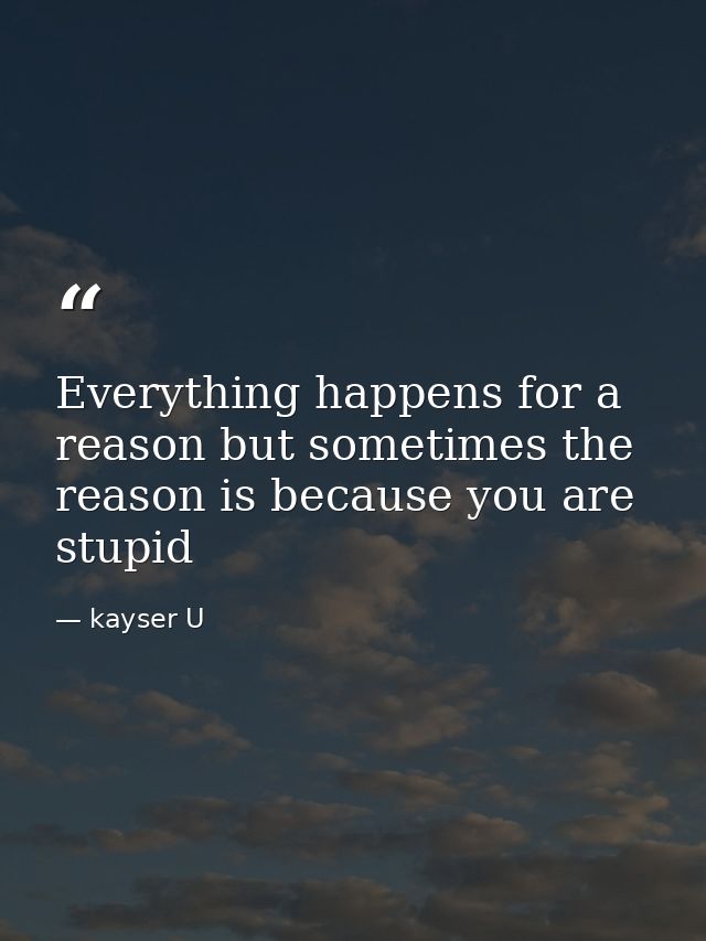 Everything happens for a reason but sometimes the reason is because you are stupid — kayser U