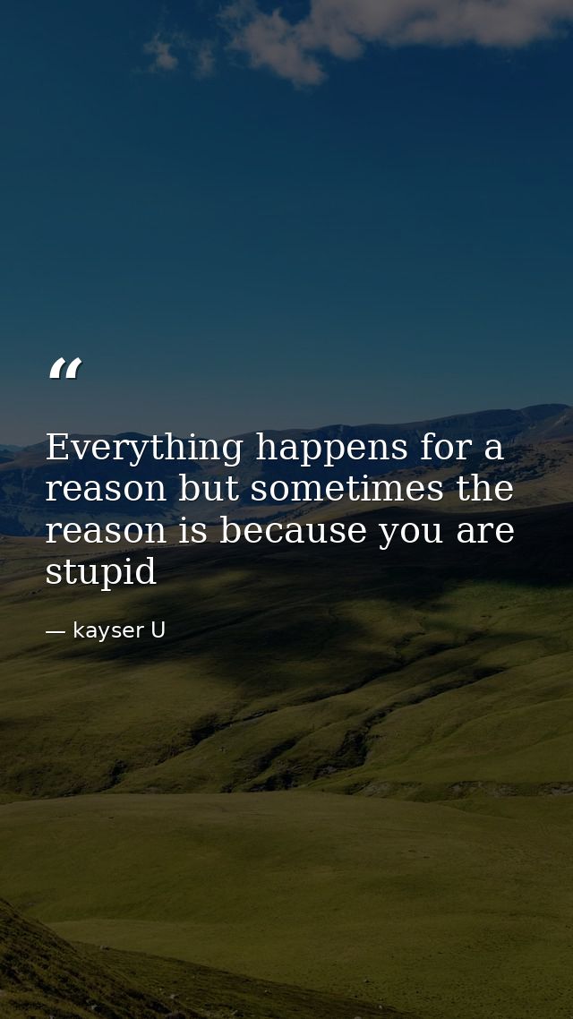 Everything happens for a reason but sometimes the reason is because you are stupid — kayser U