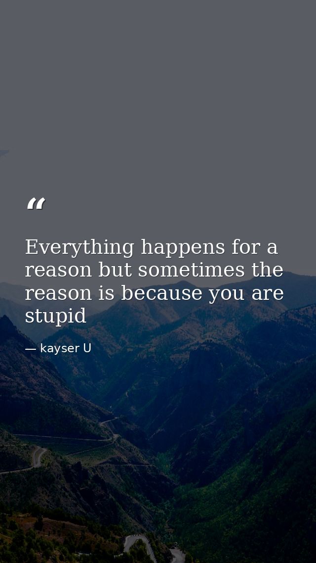 Everything happens for a reason but sometimes the reason is because you are stupid — kayser U
