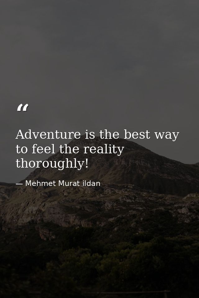 Adventure is the best way to feel the reality thoroughly! — Mehmet Murat ildan