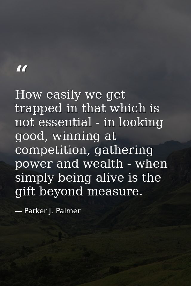 How easily we get trapped in that which is not essential - in looking good, winning at competition, gathering power and  — Parker J. Palmer