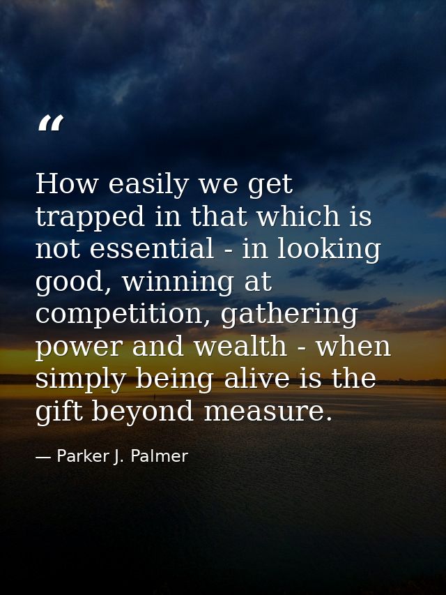 How easily we get trapped in that which is not essential - in looking good, winning at competition, gathering power and  — Parker J. Palmer