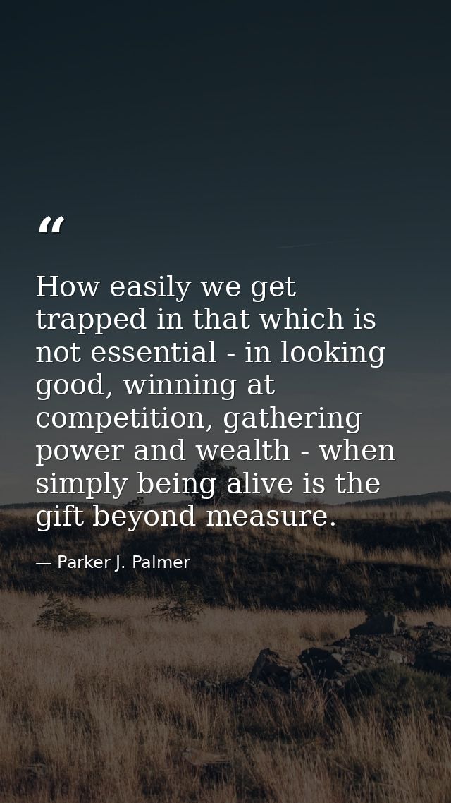 How easily we get trapped in that which is not essential - in looking good, winning at competition, gathering power and  — Parker J. Palmer