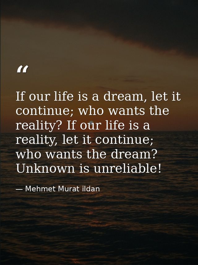 If our life is a dream, let it continue; who wants the reality? If our life is a reality, let it continue; who wants the — Mehmet Murat ildan