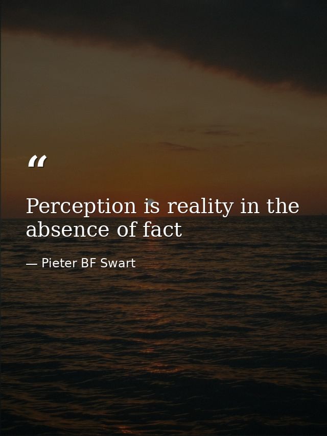 Perception is reality in the absence of fact — Pieter BF Swart