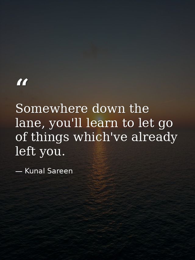 Somewhere down the lane, you'll learn to let go of things which've already left you. — Kunal Sareen