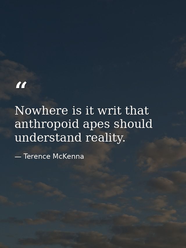Nowhere is it writ that anthropoid apes should understand reality. — Terence McKenna
