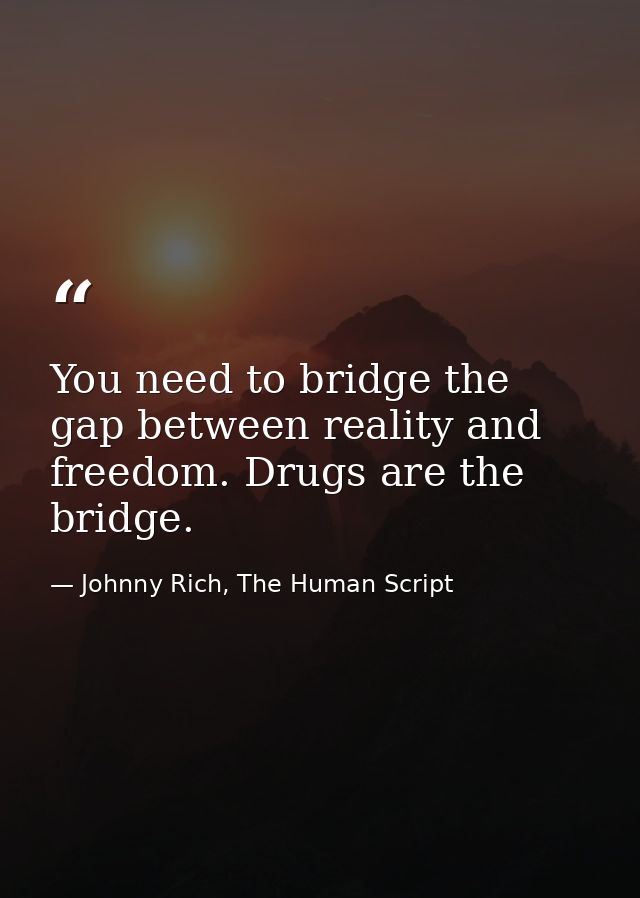 You need to bridge the gap between reality and freedom. Drugs are the bridge. — Johnny Rich, The Human Script