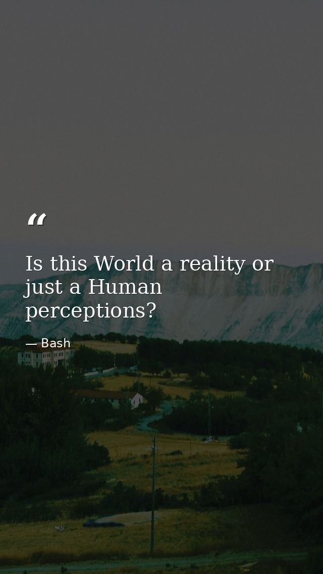 Is this World a reality or just a Human perceptions? — Bash