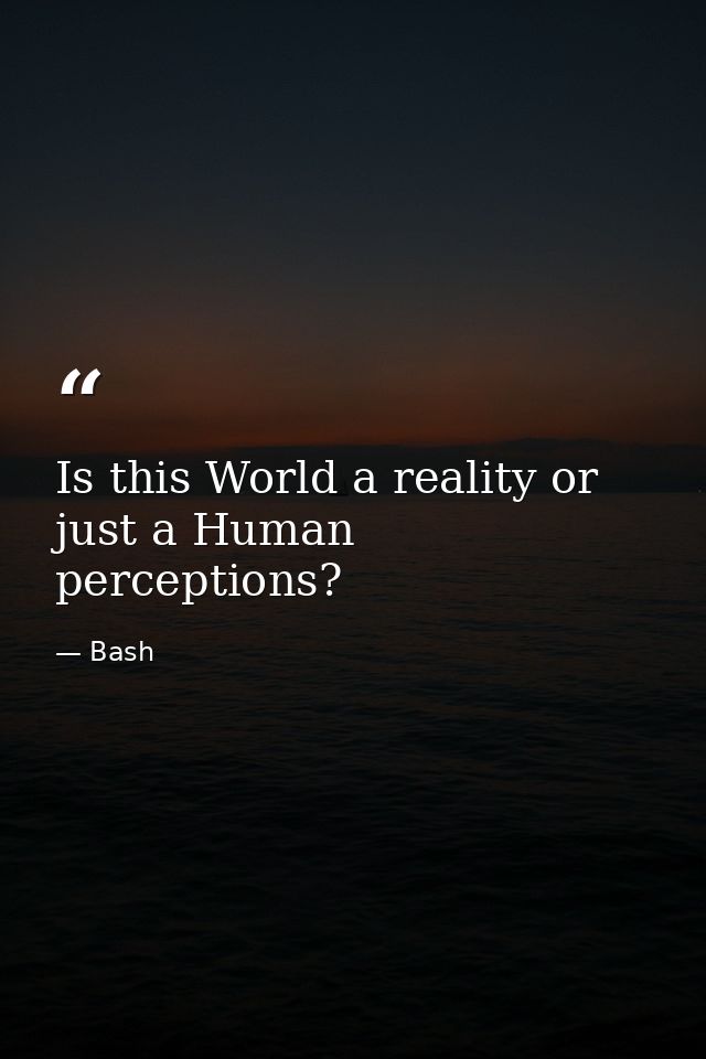 Is this World a reality or just a Human perceptions? — Bash
