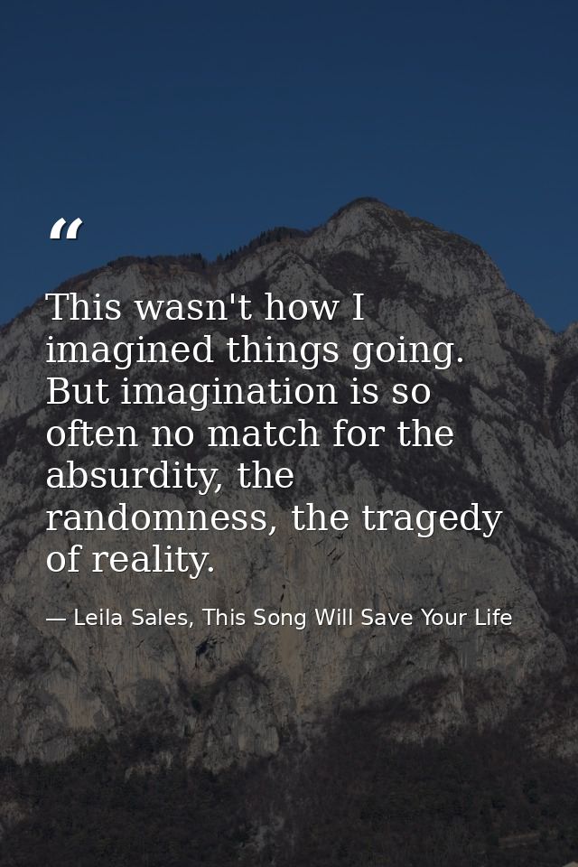 This wasn't how I imagined things going. But imagination is so often no match for the absurdity, the randomness, the tra — Leila Sales, This Song Will Save Your Life