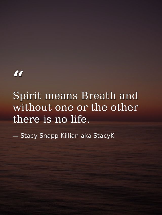Spirit means Breath and without one or the other there is no life. — Stacy Snapp Killian aka StacyK