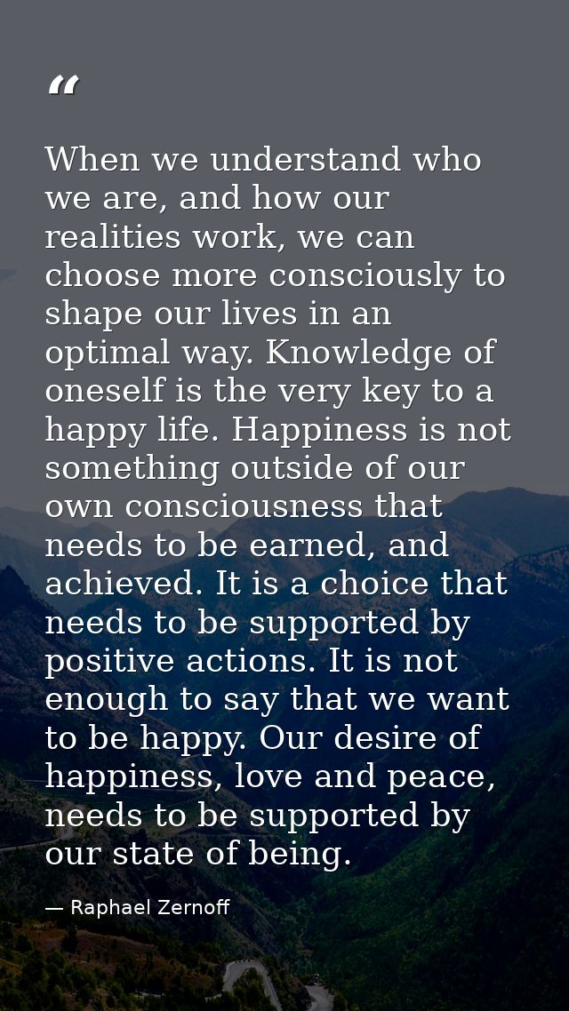 When we understand who we are, and how our realities work, we can choose more consciously to shape our lives in an optim — Raphael Zernoff
