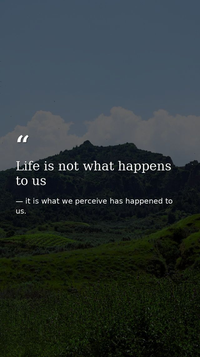 Life is not what happens to us — it is what we perceive has happened to us.
