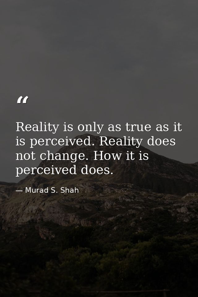 Reality is only as true as it is perceived. Reality does not change. How it is perceived does. — Murad S. Shah