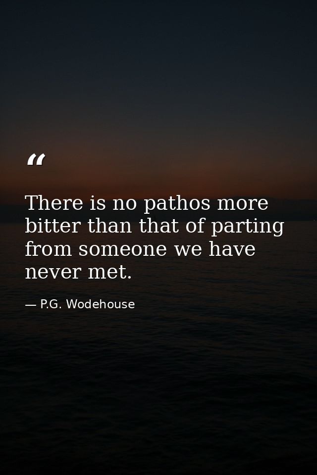 There is no pathos more bitter than that of parting from someone we have never met. — P.G. Wodehouse
