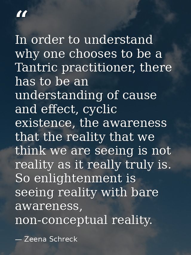 In order to understand why one chooses to be a Tantric practitioner, there has to be an understanding of cause and effec — Zeena Schreck