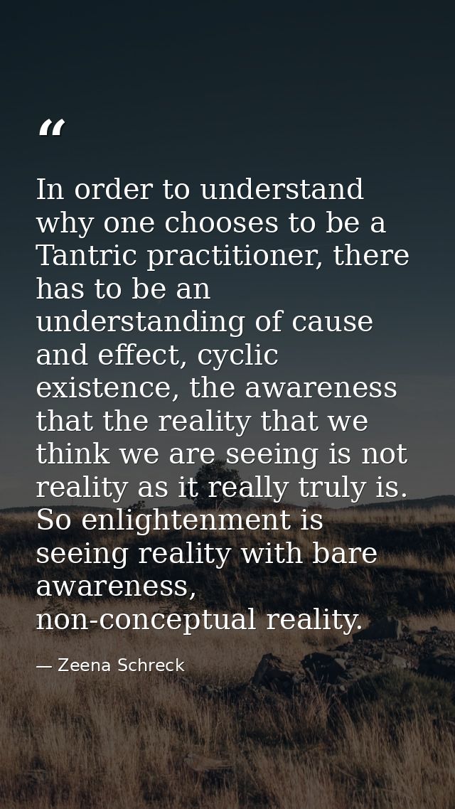 In order to understand why one chooses to be a Tantric practitioner, there has to be an understanding of cause and effec — Zeena Schreck
