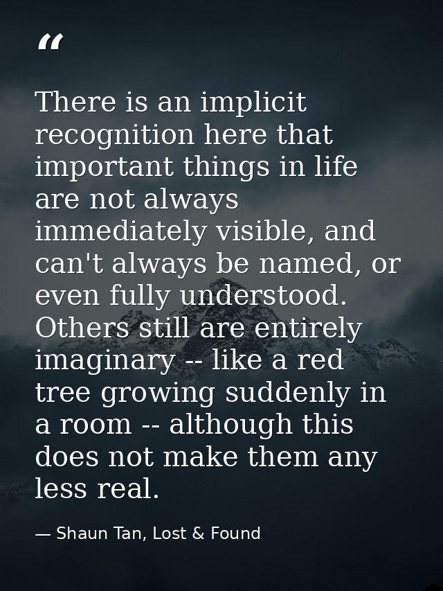 There is an implicit recognition here that important things in life are not always immediately visible, and can't always — Shaun Tan, Lost & Found