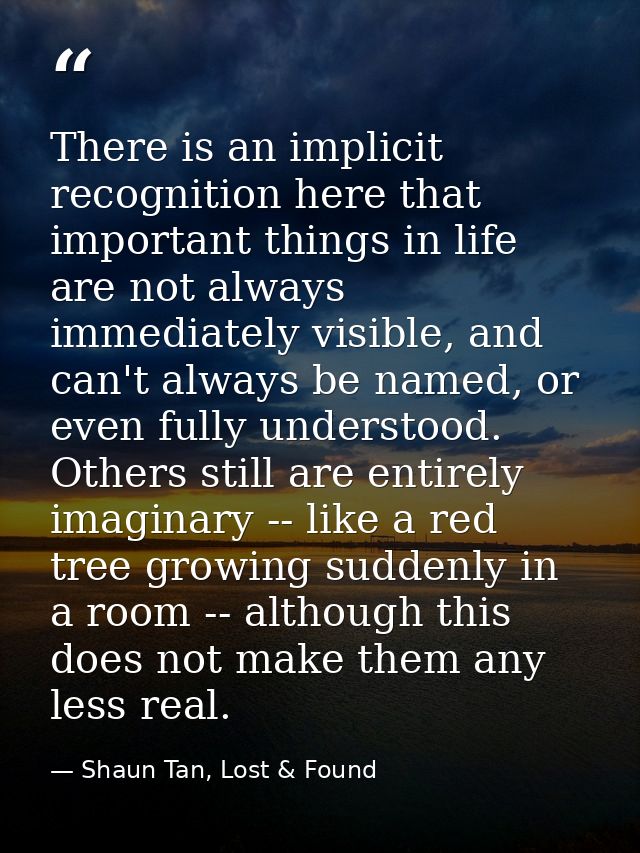 There is an implicit recognition here that important things in life are not always immediately visible, and can't always — Shaun Tan, Lost & Found