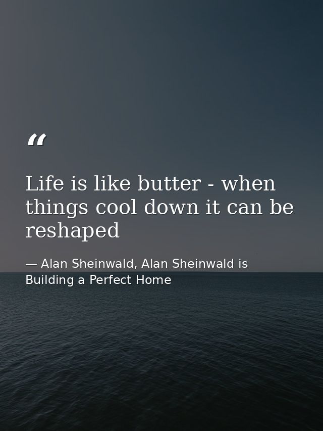 Life is like butter - when things cool down it can be reshaped — Alan Sheinwald, Alan Sheinwald is Building a Perfect Home