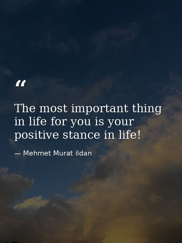 The most important thing in life for you is your positive stance in life! — Mehmet Murat ildan