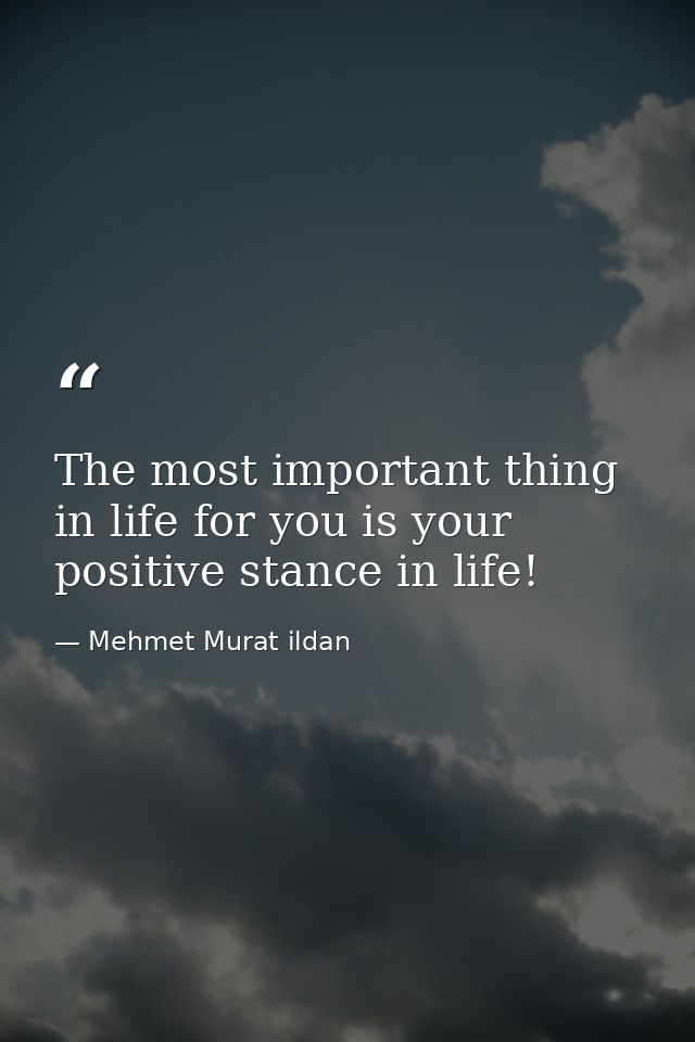The most important thing in life for you is your positive stance in life! — Mehmet Murat ildan