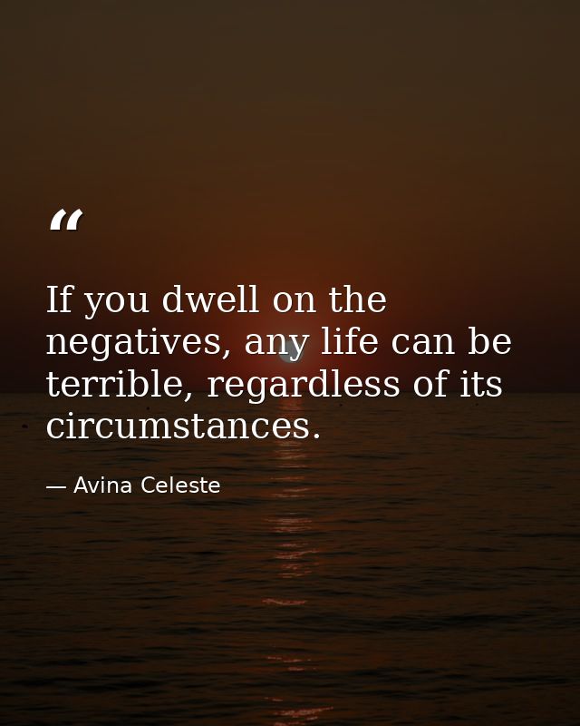 If you dwell on the negatives, any life can be terrible, regardless of its circumstances. — Avina Celeste