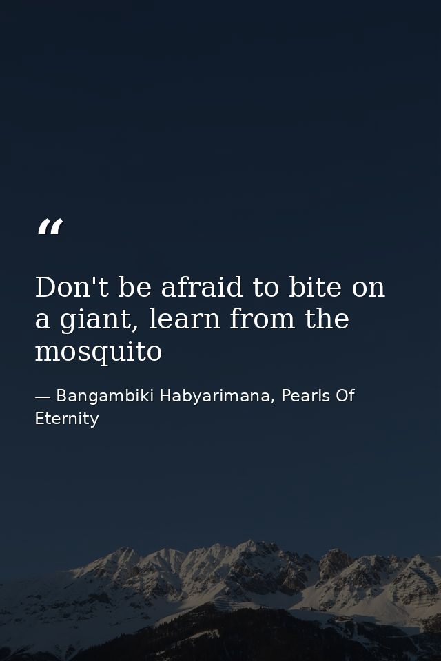 Don't be afraid to bite on a giant, learn from the mosquito — Bangambiki Habyarimana, Pearls Of Eternity