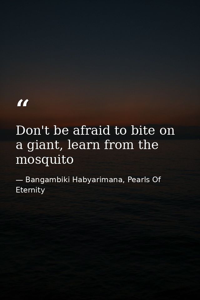 Don't be afraid to bite on a giant, learn from the mosquito — Bangambiki Habyarimana, Pearls Of Eternity