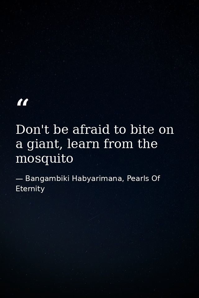 Don't be afraid to bite on a giant, learn from the mosquito — Bangambiki Habyarimana, Pearls Of Eternity