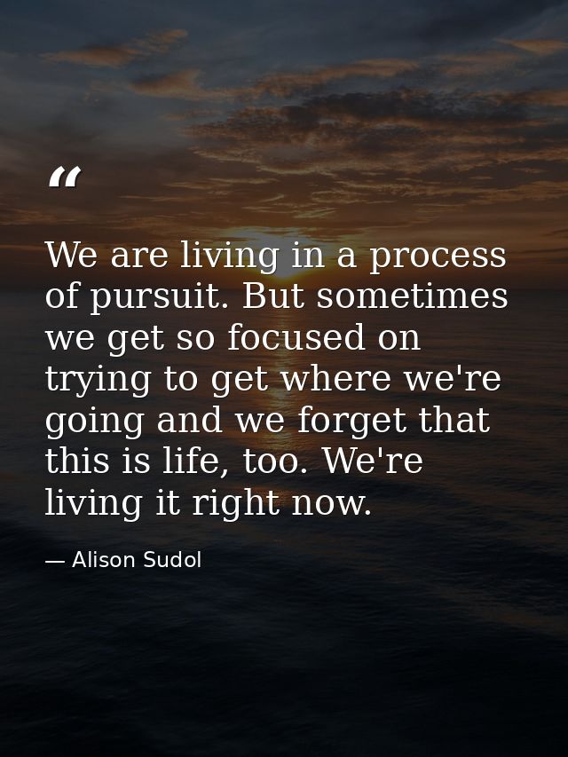 We are living in a process of pursuit. But sometimes we get so focused on trying to get where we're going and we forget  — Alison Sudol