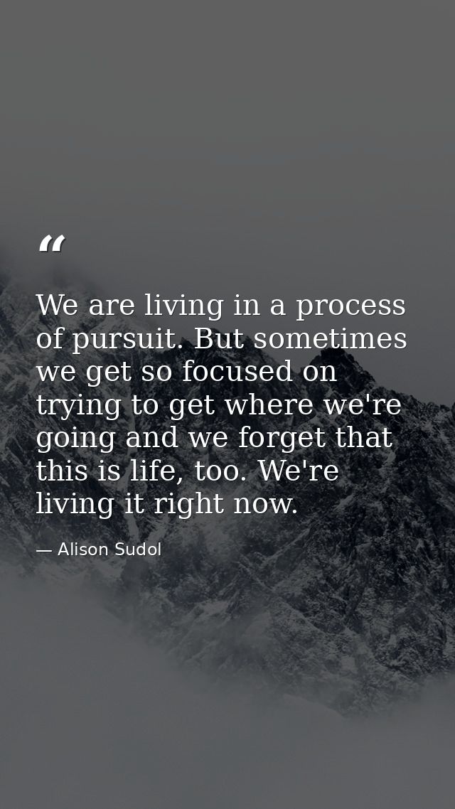 We are living in a process of pursuit. But sometimes we get so focused on trying to get where we're going and we forget  — Alison Sudol