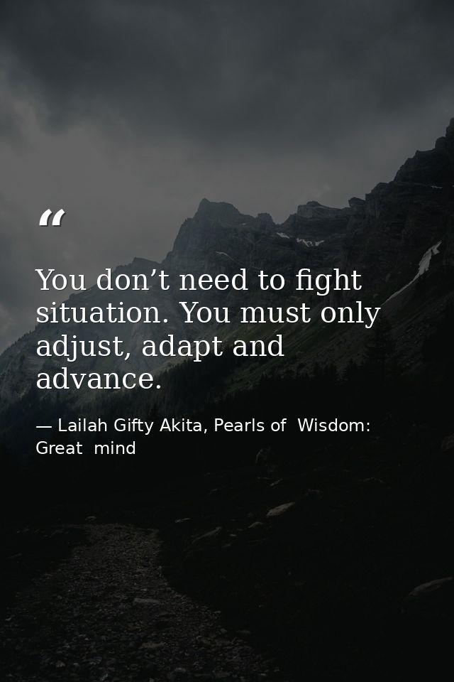 You don’t need to fight situation. You must only adjust, adapt and advance. — Lailah Gifty Akita, Pearls of  Wisdom: Great  mind
