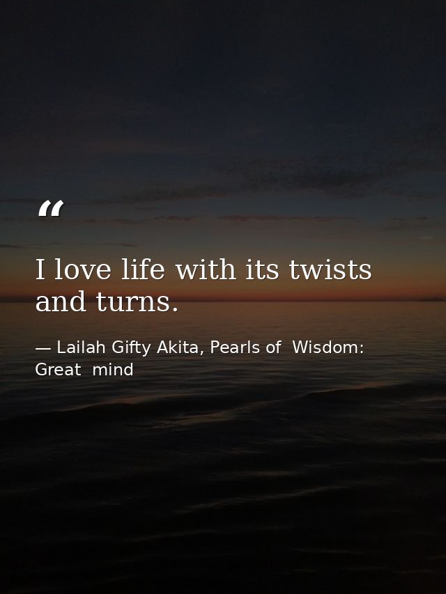 I love life with its twists and turns. — Lailah Gifty Akita, Pearls of  Wisdom: Great  mind