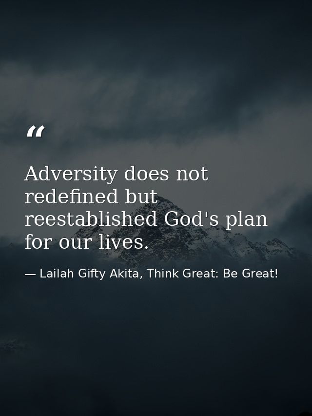 Adversity does not redefined but reestablished God's plan for our lives. — Lailah Gifty Akita, Think Great: Be Great!