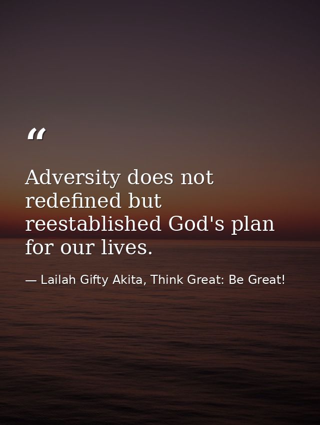 Adversity does not redefined but reestablished God's plan for our lives. — Lailah Gifty Akita, Think Great: Be Great!