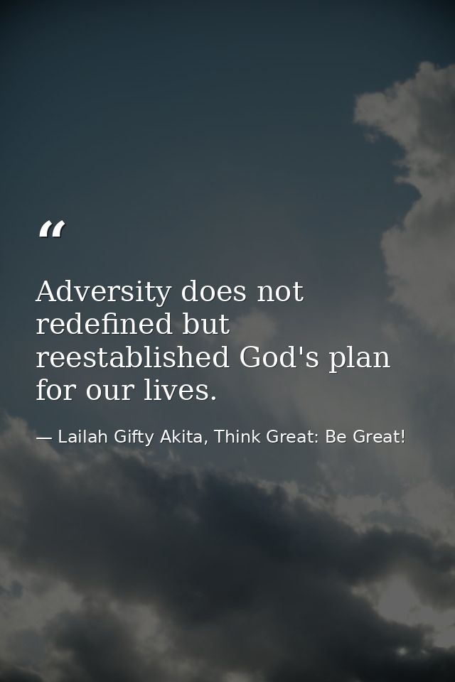 Adversity does not redefined but reestablished God's plan for our lives. — Lailah Gifty Akita, Think Great: Be Great!