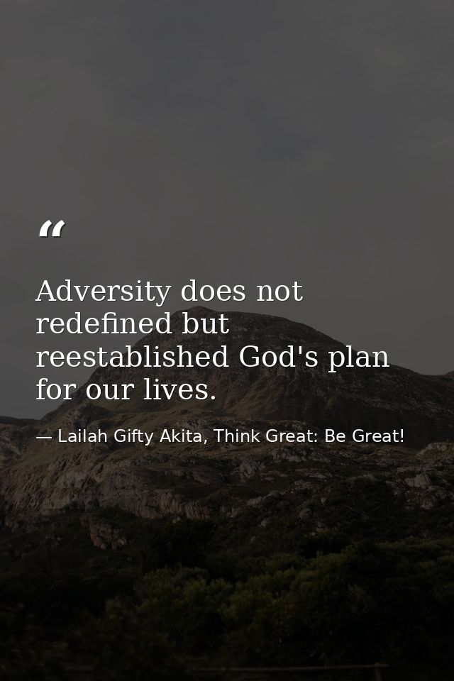 Adversity does not redefined but reestablished God's plan for our lives. — Lailah Gifty Akita, Think Great: Be Great!