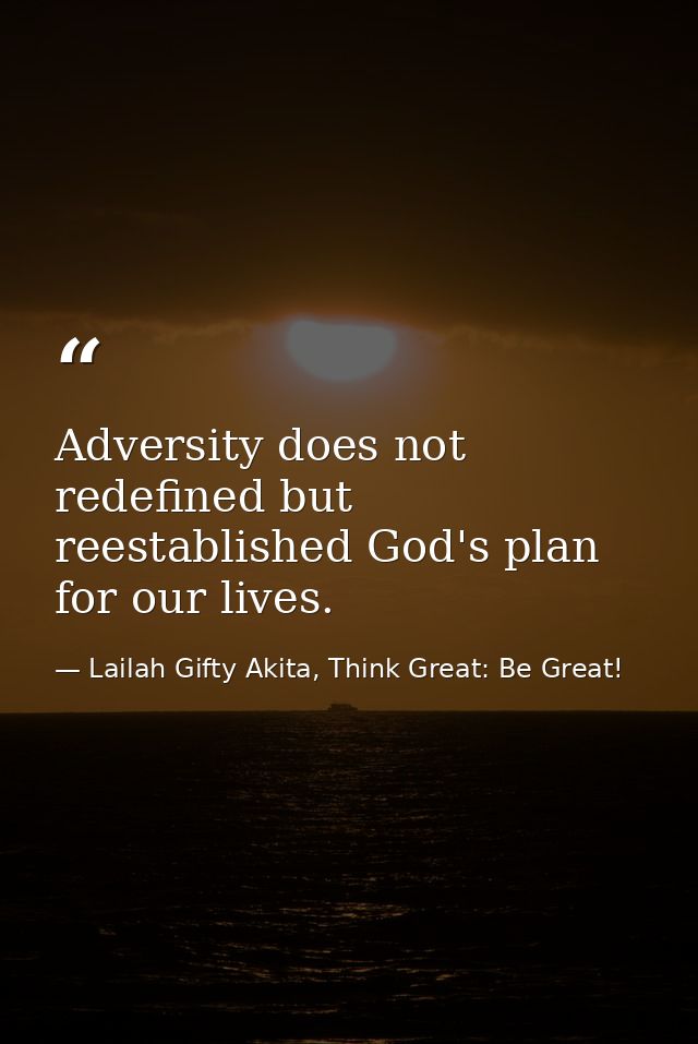 Adversity does not redefined but reestablished God's plan for our lives. — Lailah Gifty Akita, Think Great: Be Great!