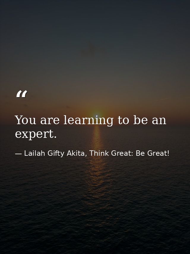 You are learning to be an expert. — Lailah Gifty Akita, Think Great: Be Great!
