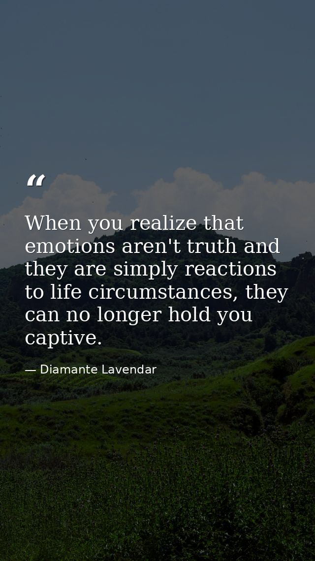 When you realize that emotions aren't truth and they are simply reactions to life circumstances, they can no longer hold — Diamante Lavendar
