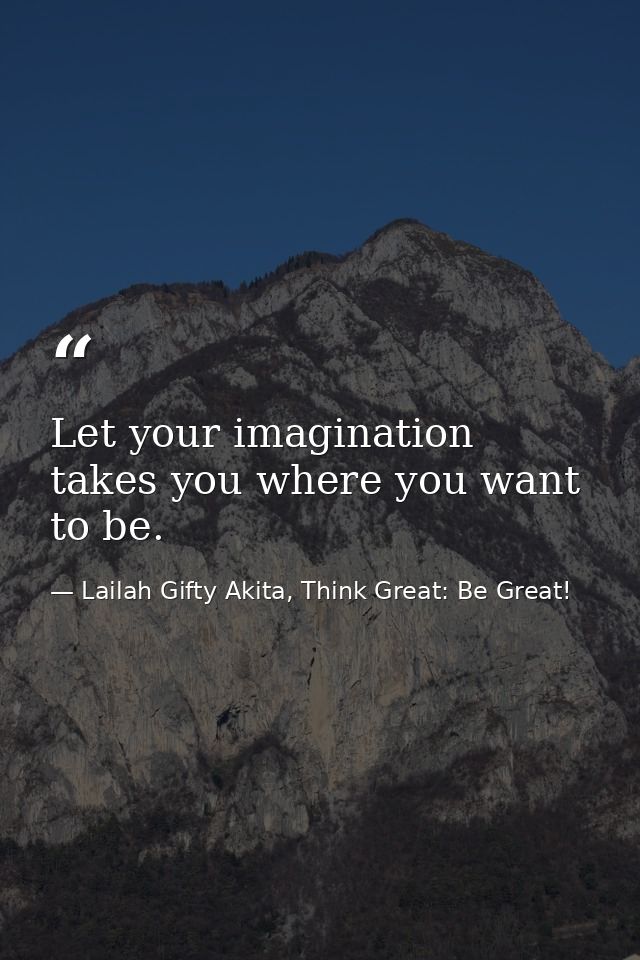 Let your imagination takes you where you want to be. — Lailah Gifty Akita, Think Great: Be Great!