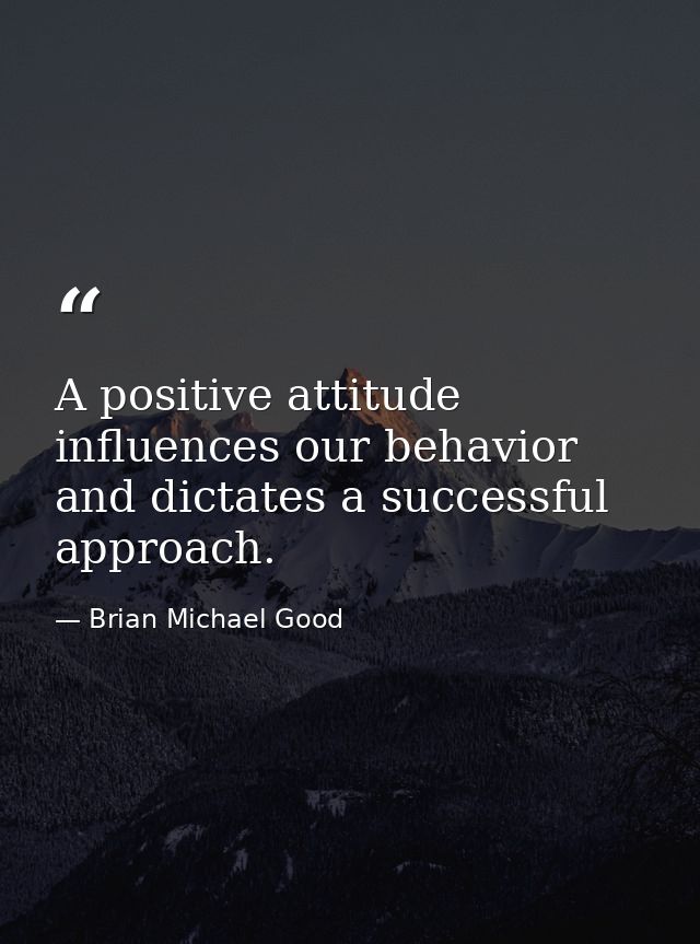 A positive attitude influences our behavior and dictates a successful approach. — Brian Michael Good