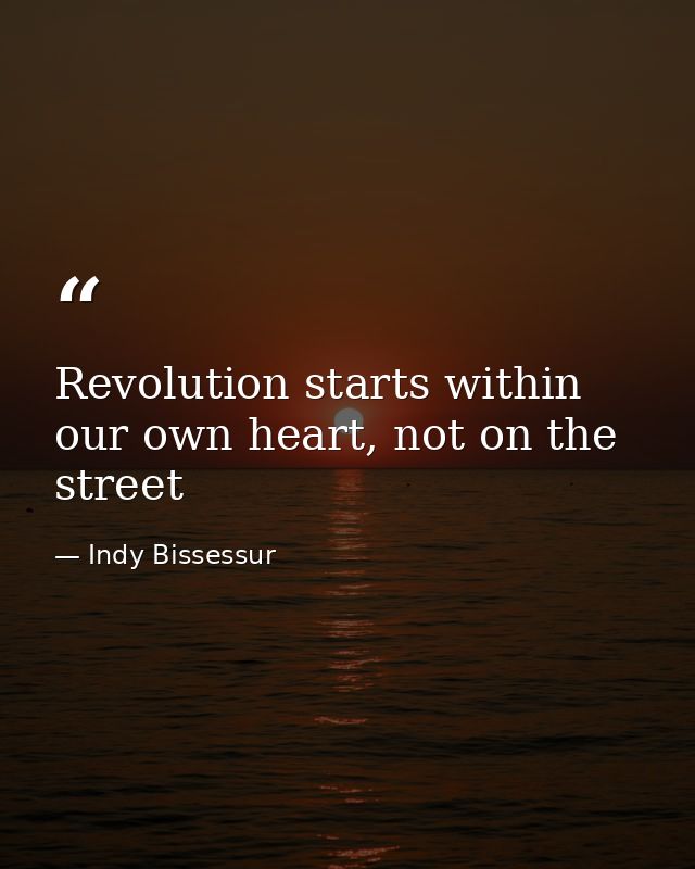 Revolution starts within our own heart, not on the street — Indy Bissessur