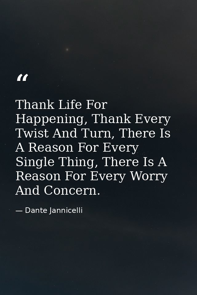 Thank Life For Happening, Thank Every Twist And Turn, There Is A Reason For Every Single Thing, There Is A Reason For Ev — Dante Jannicelli